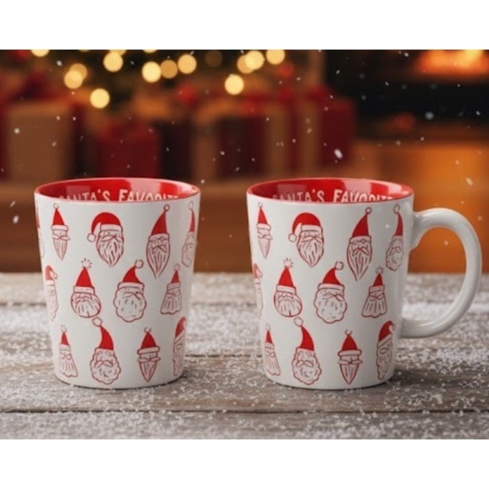 Target 2024  Wondershop 16 oz Christmas Stoneware Santa's Favorite Mug Set Of 2